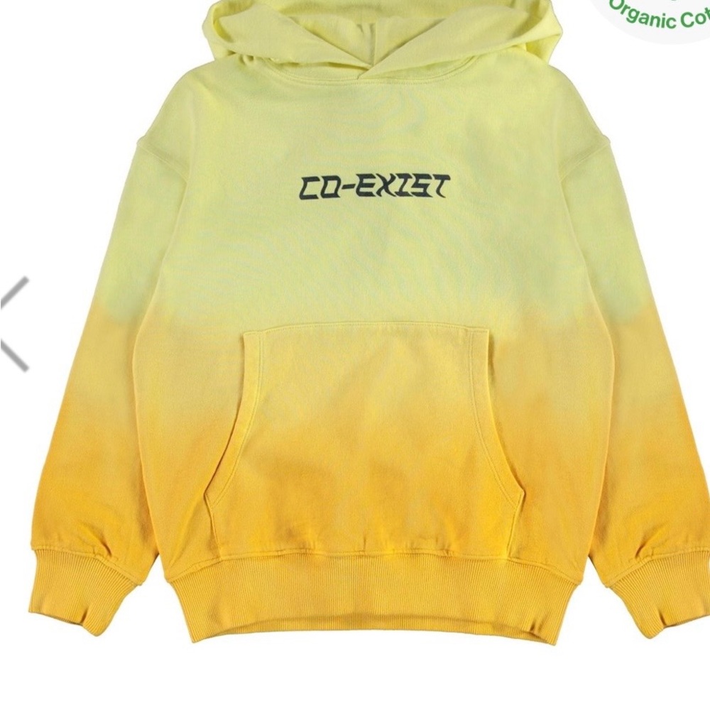 Molo Yellow Hoodie with 'Co-Exist' Design new like for 8 to 10 years
